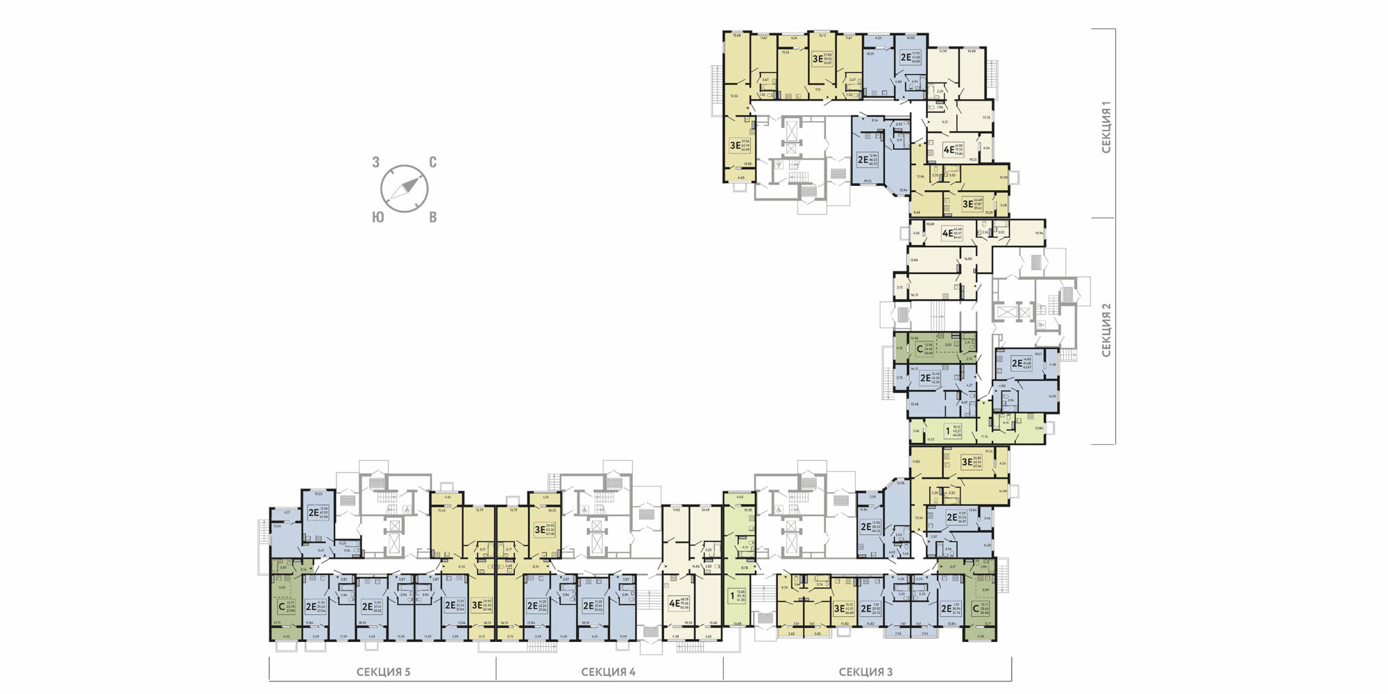 План этажа: 2-комнатная квартира, 67,48 м²