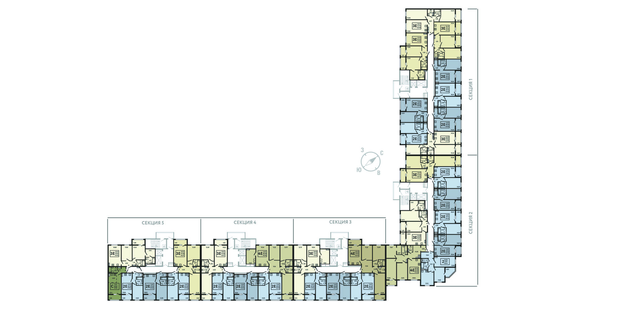 План этажа: 1-комнатная квартира, 37,04 м²