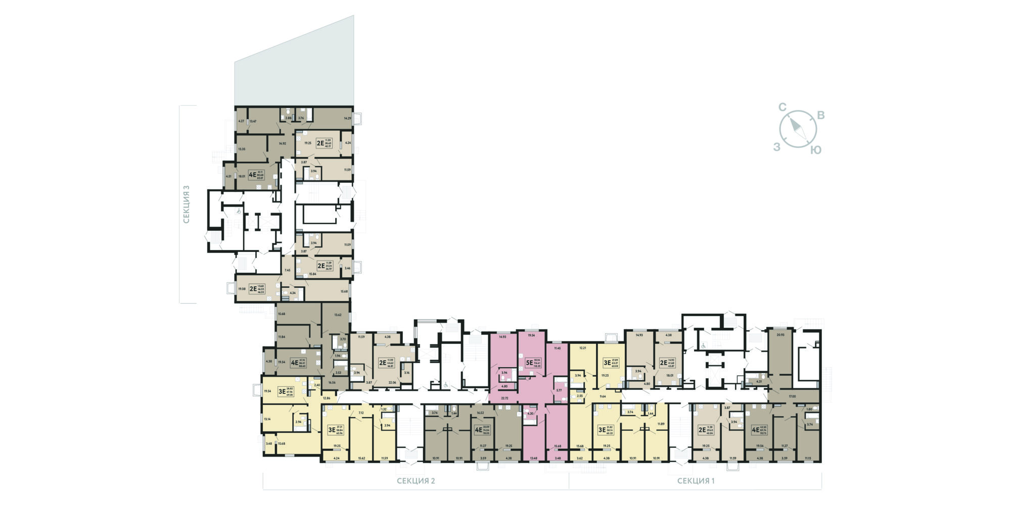 План этажа: 1-комнатная квартира, 40,77 м²