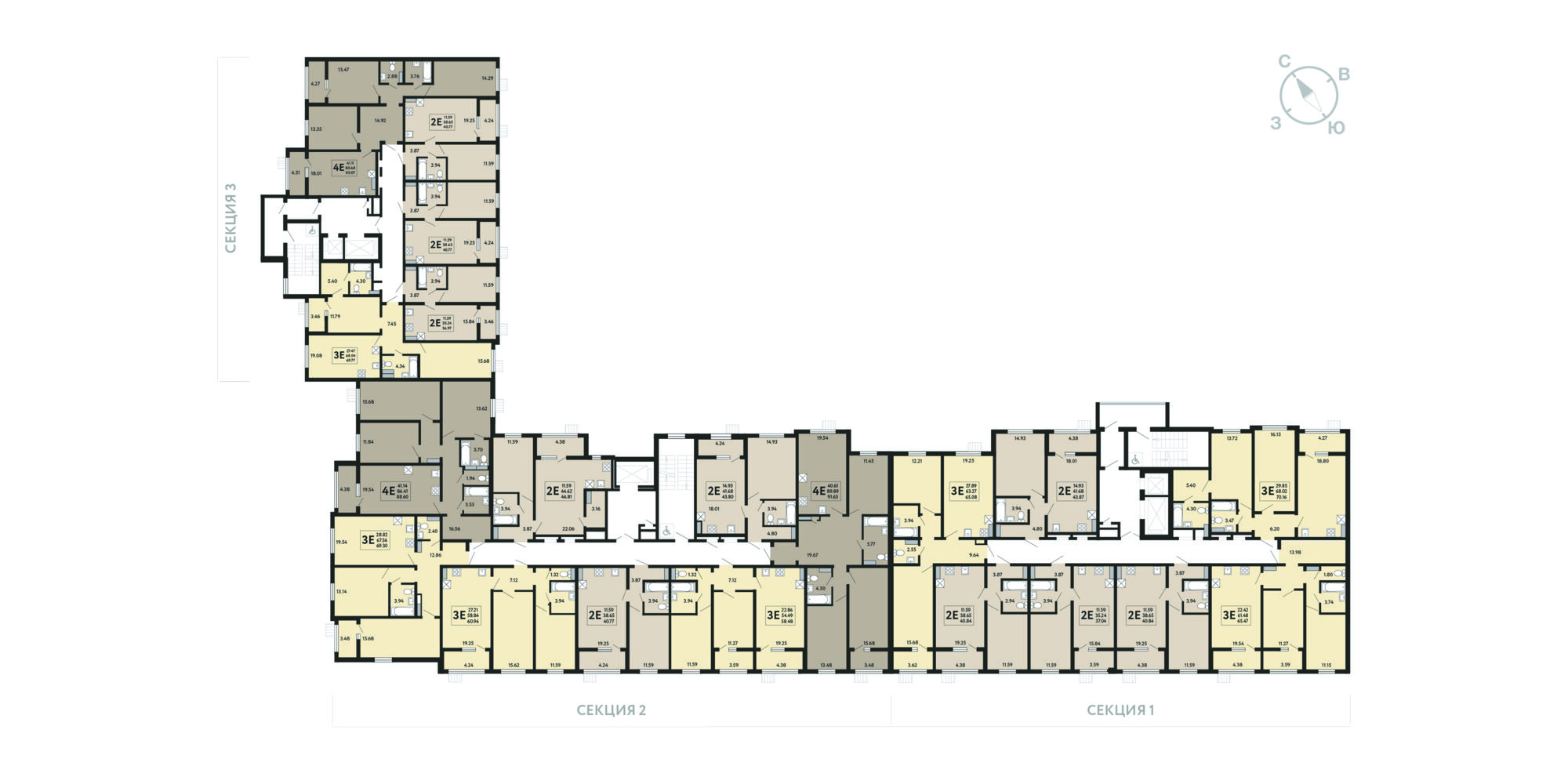 План этажа: 1-комнатная квартира, 37,04 м²